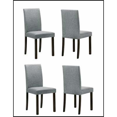 Ensemble de 4 chaises de salle à manger rembourrées de style contemporain avec tissu gris et pieds en bois pour le confort et l'élégance