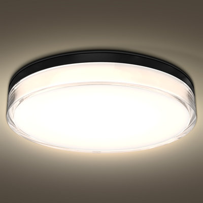 Luxrite Slim 12 In. LED Flush Mount Outdoor Light, 5CCT, 20W, 2000LM, 110° Beam, Dimmable LED Ceiling Light, IP65 Waterproof, Wet Rated & ETL Listed