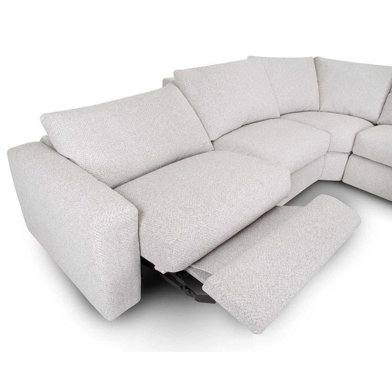 Canapé modulaire inclinable électrique 5 pièces Dehn, Polyester ivoire