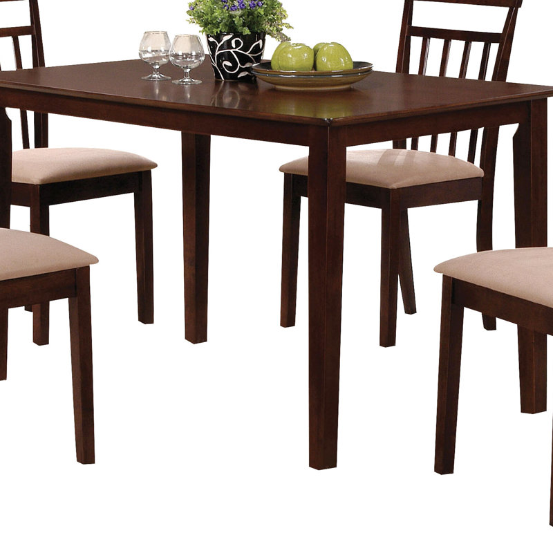 Repas pour la salle à manger avec chaises rembourrées beiges douces - Table rectangulaire de 48 pouces avec coussins d'assise à 5 rangées et dossier à lattes de soutien