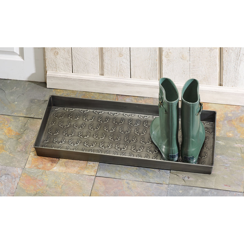 Antler 30 in. x 13 in. Indoor Boot Tray, Antique Zinc