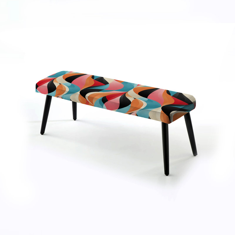 Banc rétro rembourré bleu et orange