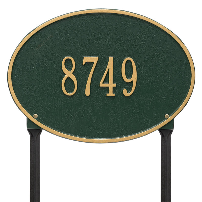 Plaque d'adresse sur 1 ligne Hawthorne, Oui, Vert et or