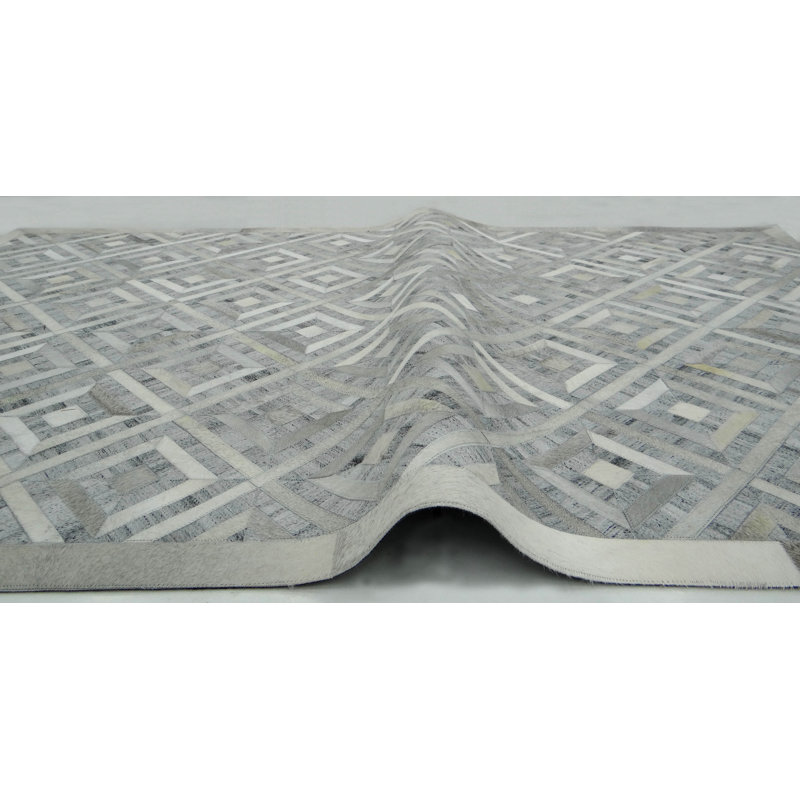 Tapis argenté / gris touffeté à la main Attikus, Rectangle 5 pi 3 po x 7 pi 2 po