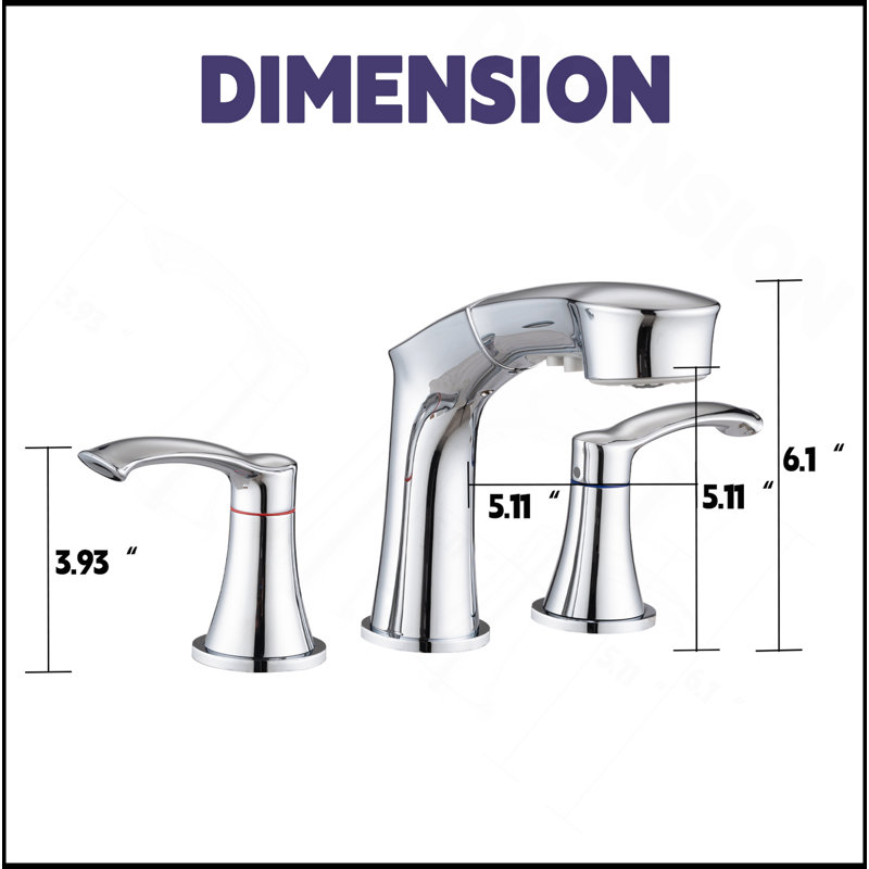 Widespread Pull Out Sprayer Bathroom Faucet, 2-Handle Bathroom Sink Faucet, Brushed Nickel