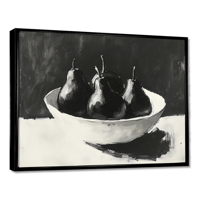 Wendt I - Tableau encadré Poires, H 12 po x l 20 po, Cadre flottant noir