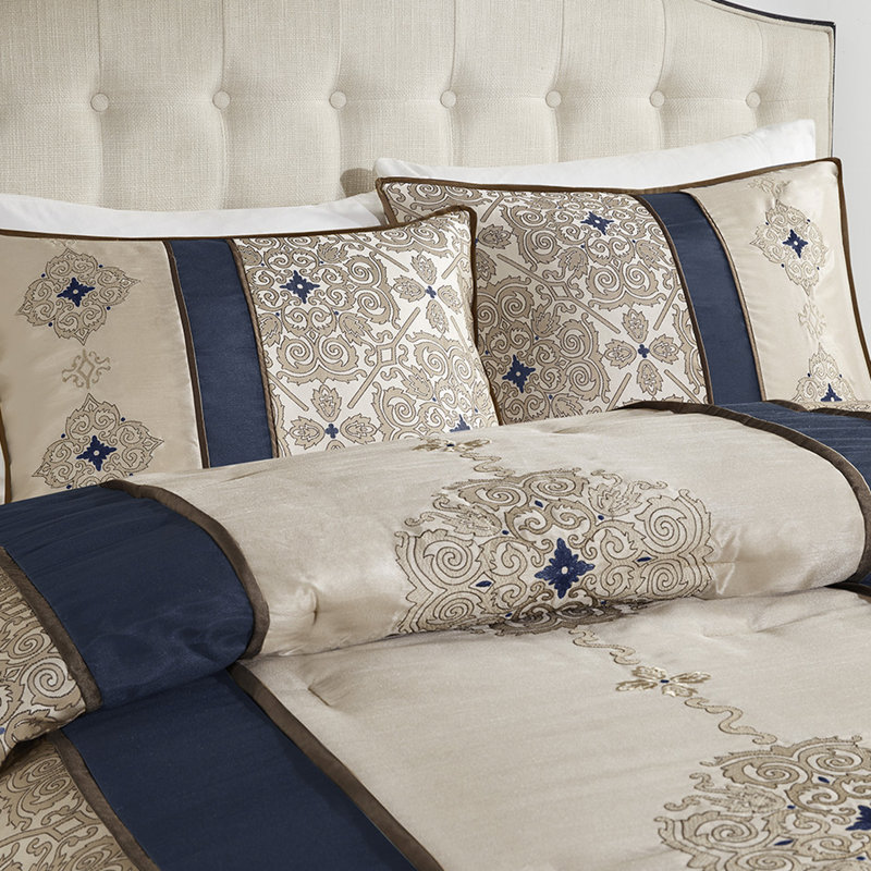 Édredon très grand - bleu marine avec 2 coussins carrés 7 pièces