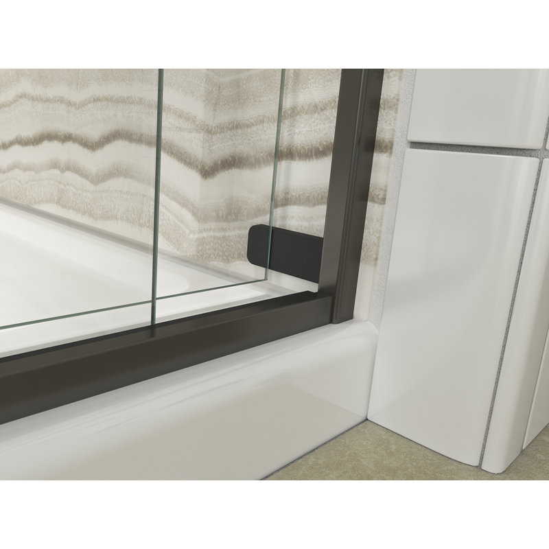 Porte de baignoire de dérivation 59,63 "x 59,75" avec technologie CleanCoat Levity, Bronze foncé anodisé, Cristal transparent