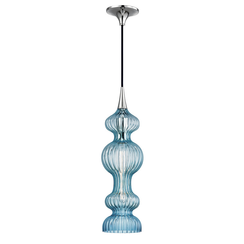 Pomfret 1 - Light Pendant, Blue, Aged Brass