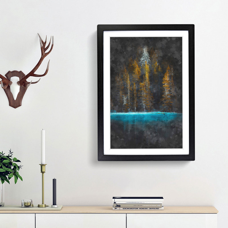 Lake in Yosemite California - Framed Print, 87cm H x 62cm W x 2cm D, Black Framed