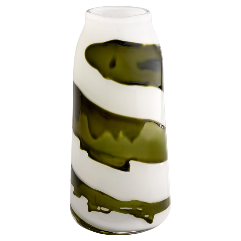 Vase Denali | Blanc irisé | Vert, H 14,25 po x l 7 po x P 7 po