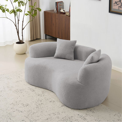 Causeuse incurvée à compression complète de 66,93 pouces, tissu en velours de peluche, canapé compact sans assemblage pour petits espaces et appartements, capacité de 350 lb