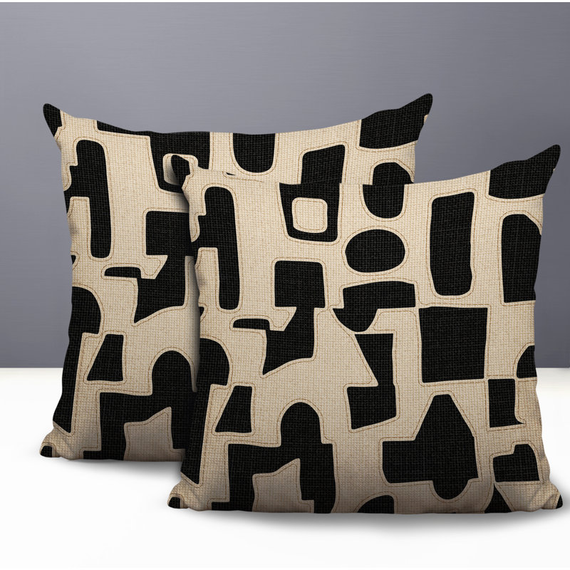 Coussin intérieur / extérieur réversible Jara, 18 x 18, Noir