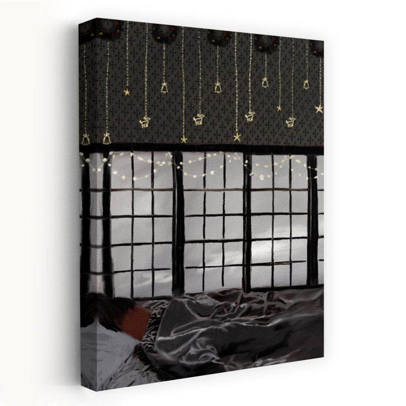 «Dreamy Christmas Window Peaceful Abstract Contemporary Winter Architecture», reproduction d'art mural, 24" H x 16" W