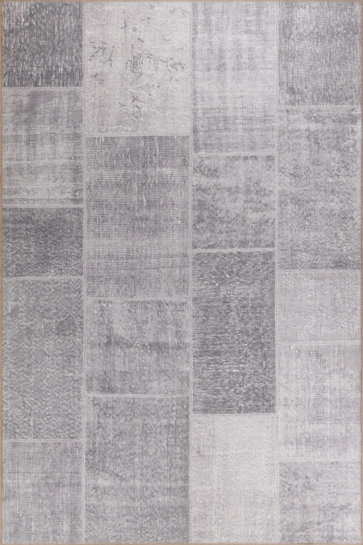Bungalow Rose Gray Patchwork Vintage Look Woven Base Decorative Carpet ...