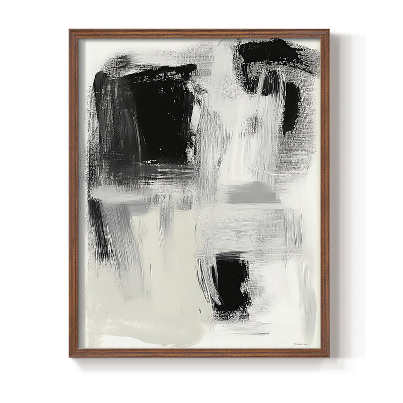 Série ABSTRACT DCCxxvii - reproduction encadrée de qualité supérieure - prête à être accrochée - aucun clou requis, Noyer
