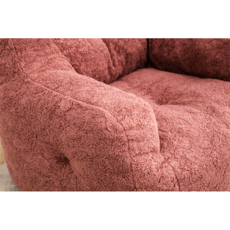 Fauteuil à billes 39,37 po Almon, Tissu peluche haricot rouge