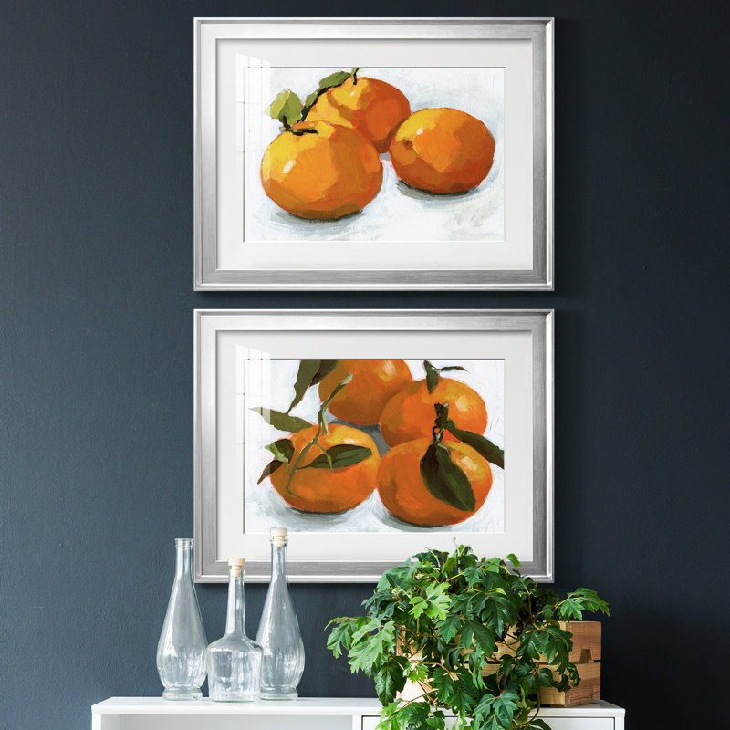 Citrus Grouping I - Matted and Framed Under Acrylic Glass, Set of 2, Large Living Room Wall Art, 42.5" H x 61" W x 1" D