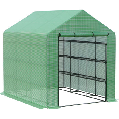 Serre d'extérieur avec porte zippée - 18 tablettes, protection contre l'eau et le vent, protection contre les dommages causés par le soleil, verrouillage