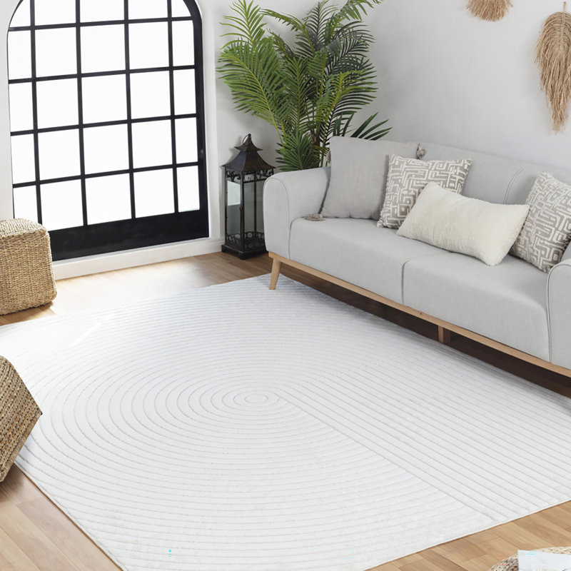 Milaim In- & Outdoor Scandi Modern Boho White Area Rug, Rectangle 160 x 220cm