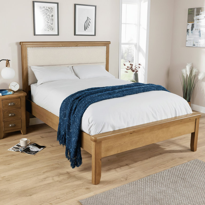Gwenaelle Solid Wood Oak Veneer Bed Frame, Double (154 x 206 cm)