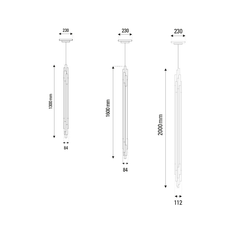 Org 4 - Light LED Pendant, 51.18" H x 9.84" W x 9.84" D