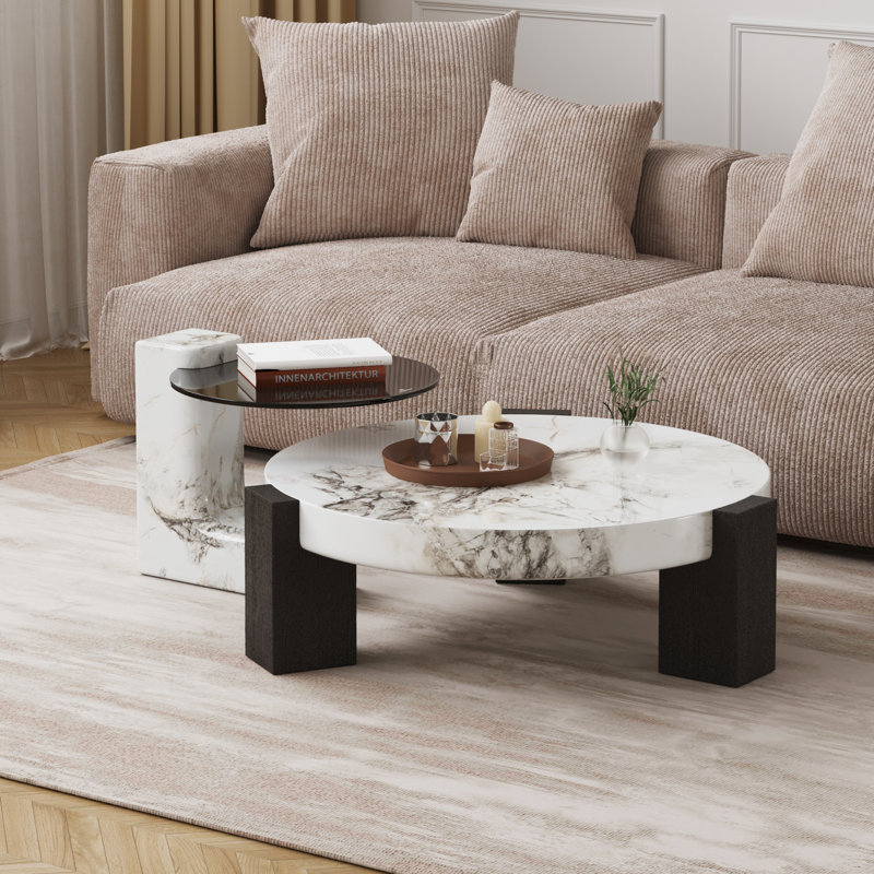 Table basse avec table d'appoint Bianco White