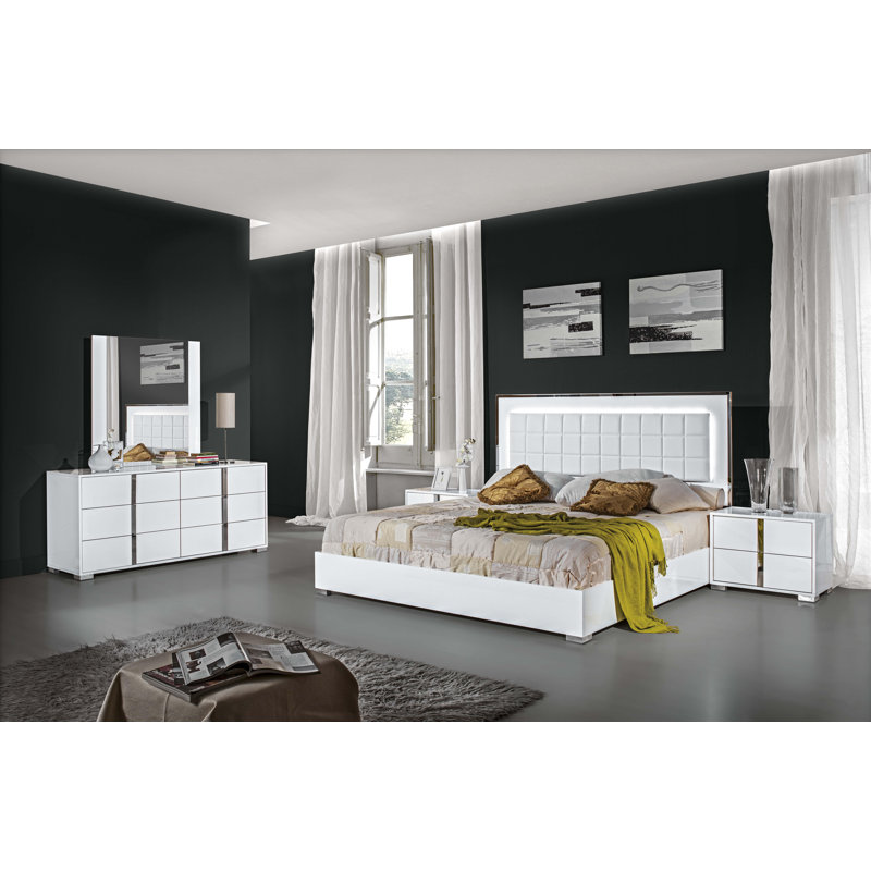 Lit brillant Alice, Grand, Blanc