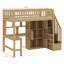 Lit mezzanine en bois avec bureau intégré, DEL, tablettes de rangement, armoires et escalier-1565812304
