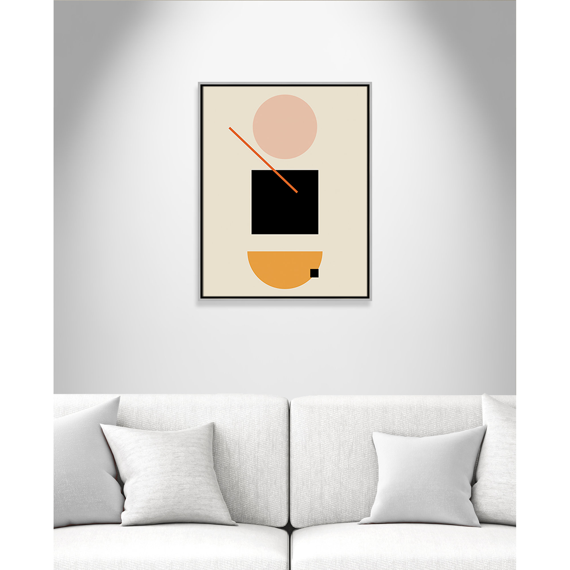 Simple Shapes by Daniela Santiago, 29.5" H x 23.5" W x 2" D, Silver Framed