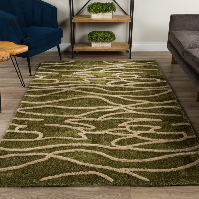 Addison Calabar Transitional Abstract Waves Pine 9'' X 13'' Area Rug, Rectangle 8' x 10'