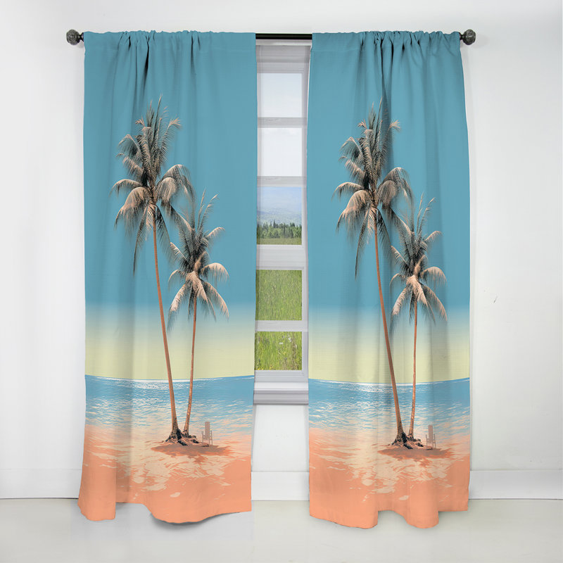 Caberfae - Palm Trees Floral Blackout Curtain - 1 Panels, L 52 po x L 95 po