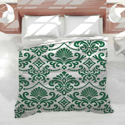 Édredon vert à motif damassé