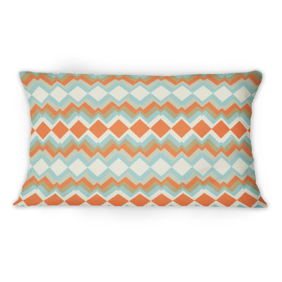 Coussin décoratif à motif zigzag en bleu et orange