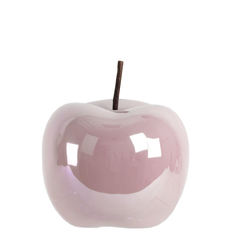 Ceramic Apple Figurine SM Pearlescent ..4.75"x4.75"x4.75"H, Pink