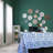 Floral Block Print Cotton Tablecloth Blue White Linen-486869011