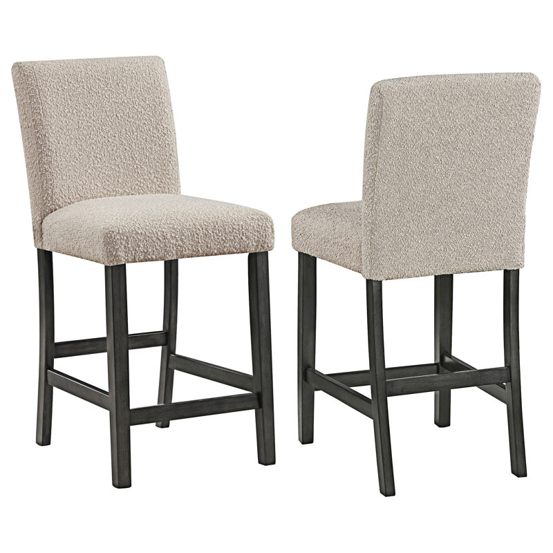 Chaise de comptoir rembourrée (ensemble de 2), Beige bouclé