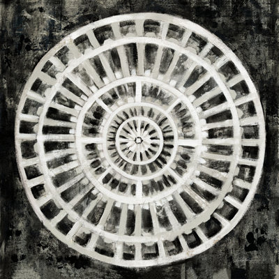 Black Textured Medallion by Silvia Vassileva - Wrapped Canvas Painting
