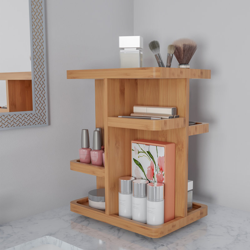 Rotating Rectangular Tabletop Makeup Organizer