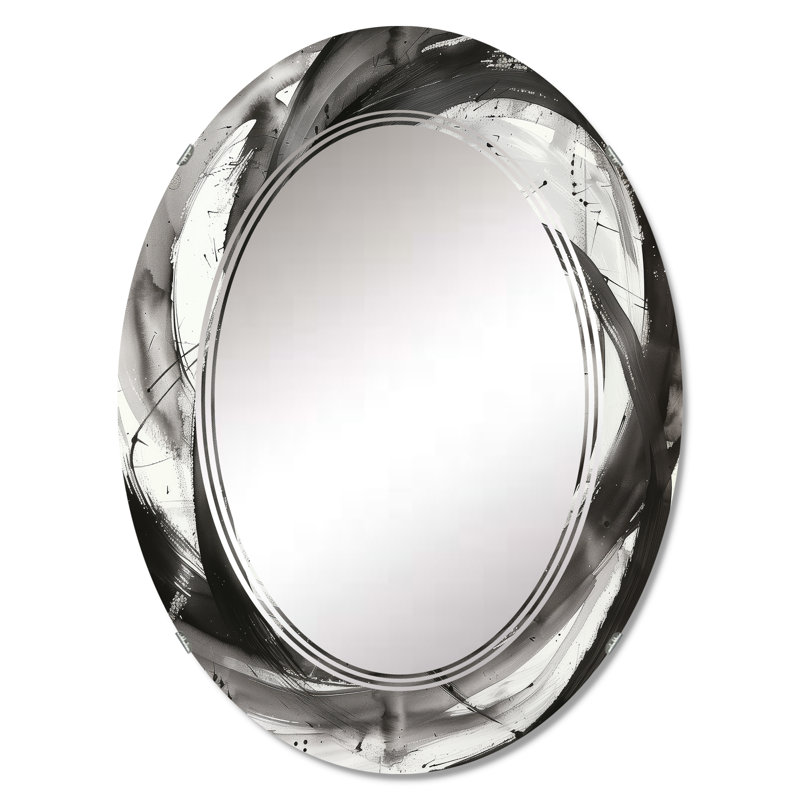 Black and White Minimalistic - Abstract Wall Mirror, 20" W x 30" H