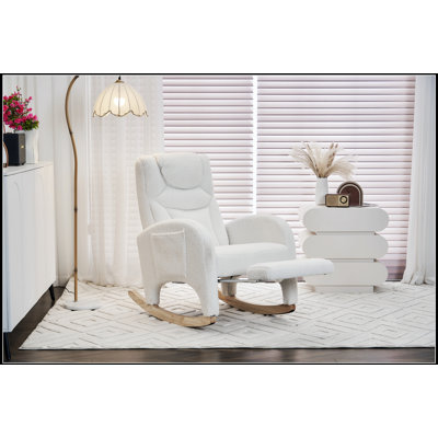Chaise berçante Teddy en tissu avec repose-pieds réglable, parfaite pour le confort et la détente
