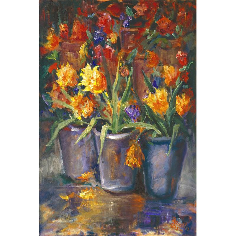 Flower Fiesta by Jennifer Goldberger - Wrapped Canvas Painting, 46cm H x 30cm W x 3.8cm D