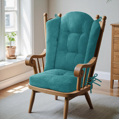 Coussin pour fauteuil à bascule - Coussin d'assise en tissu chenille doux avec capitonnage et attaches de sécurité, pour fauteuil à bascule et fauteuil planeur d'intérieur, 48 x 10 cm, bleu