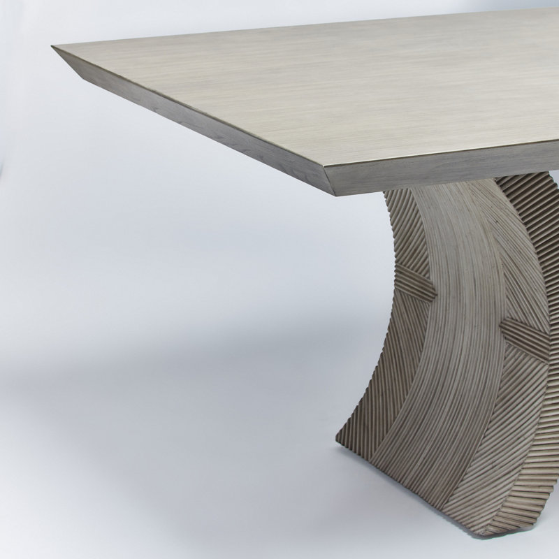 Deerfield Solid Oak Dining Table, Washed Gray