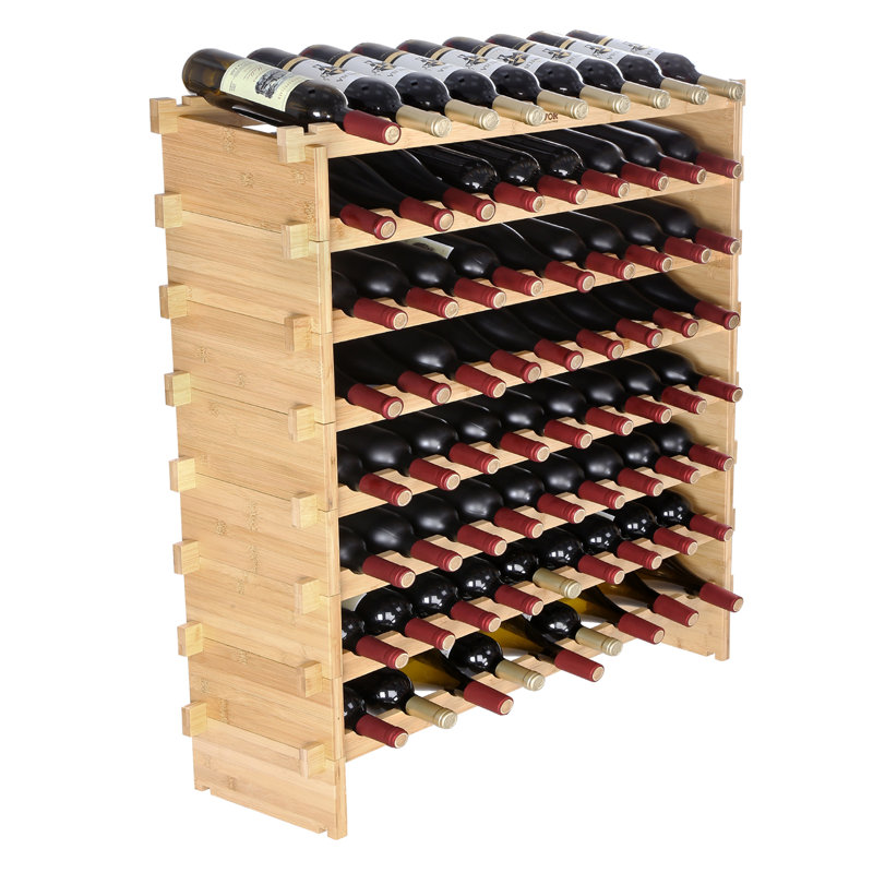 Natural Bamboo 72-Bottle Stackable Modular Wine Rack