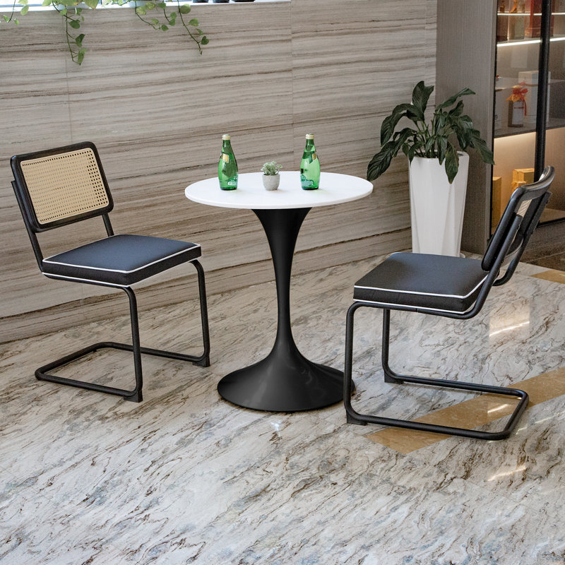 Ajka 19.5'' H Tufted Upholstered Metal Side Chair, Black, Black