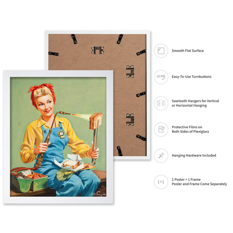Rosie the Riveter fait du fromage grillé, Poster, Encadrement blanc, H 08 po x l 10 po