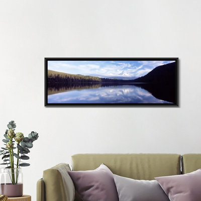 Reflection Of Clouds In A Lake, Mt Hood Viewed From Lost Lake, Mt. Hood National Forest, Hood River County, Oregon, USA by Panoramic Images - Wrapped Canvas Panoramic Gallery-Wrapped Canvas Giclée