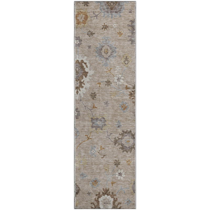 Premium Machine Washable Prisco Taupe Rug, Runner 2'3" x 7'6"