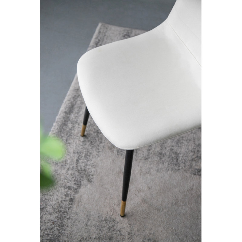 17'' H Linen Upholstered Metal Side Chair, White